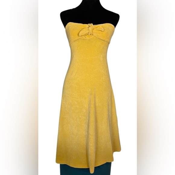❌SOLD❌Zimmermann Jeannie Terry Strapless Mustard Cotton-Blend Midi Dress Size XS - Picture 5 of 16